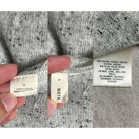 Moth Lyra Women Size S Wool Cashmere Speckled Gray Bell Sleeve Cardigan Sweater - Picture 3 of 16